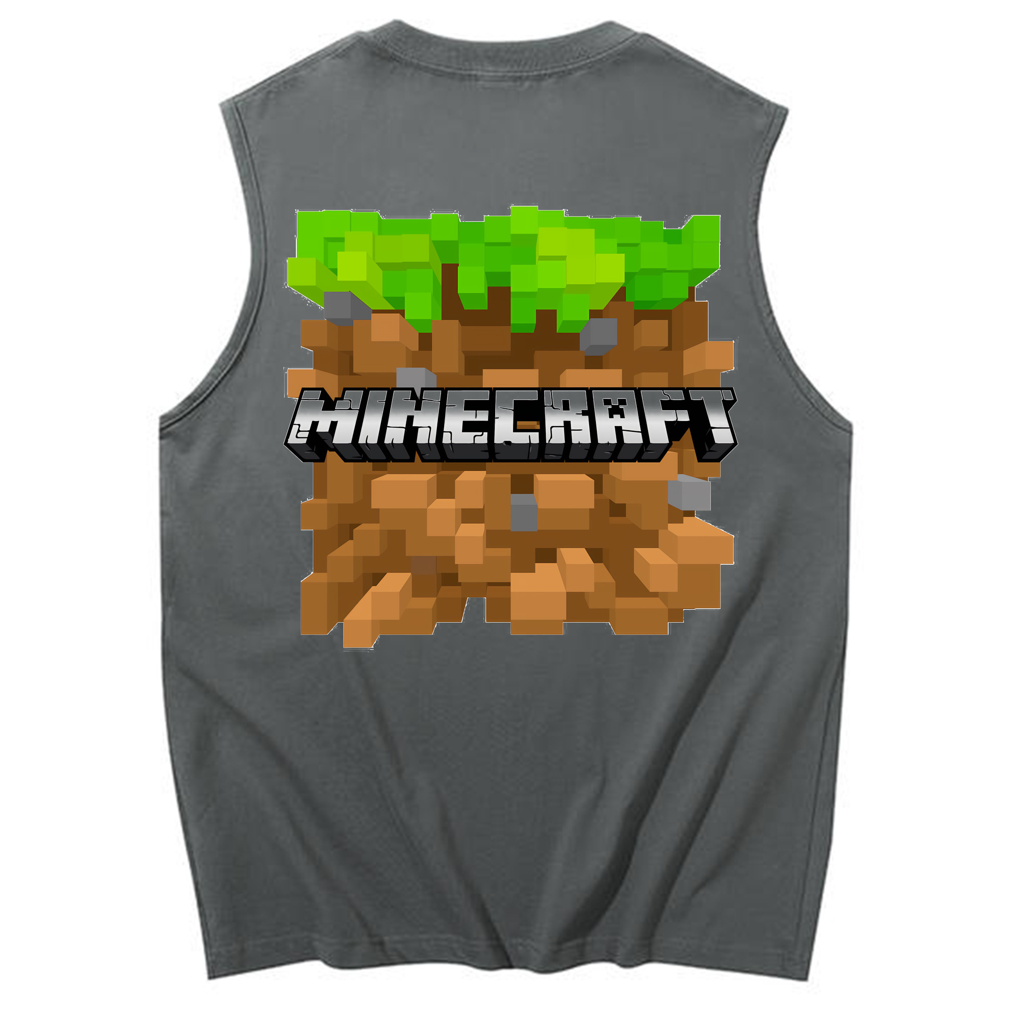 （画像用） マインクラフト ブロックの世界 Minecraft MC Block world コットン100％タンクトップ（背面プリント）
